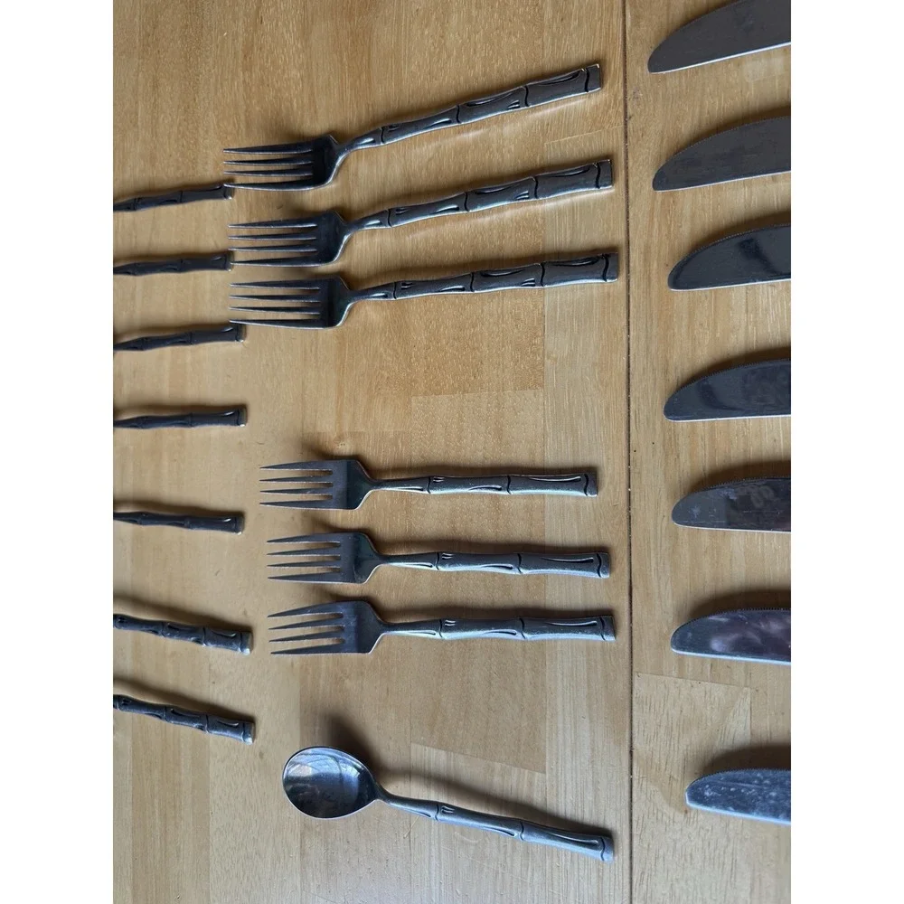 Stanley Roberts Rogers Citadel Bamboo Stainless Flatware 22 Piece Set Korea
